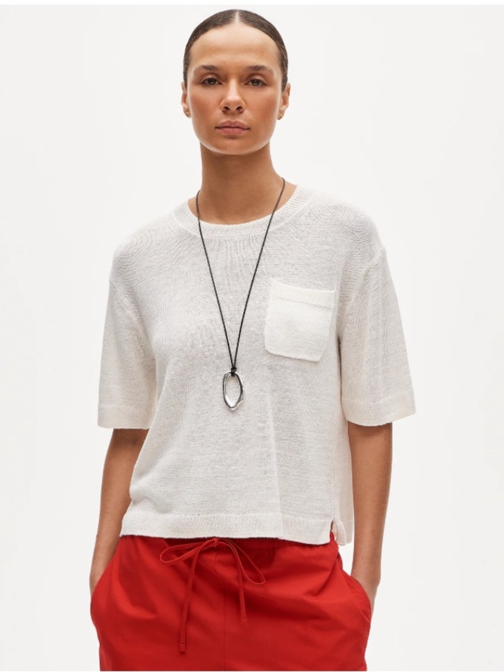 J crew ivory Relaxed pocket sweater-tee